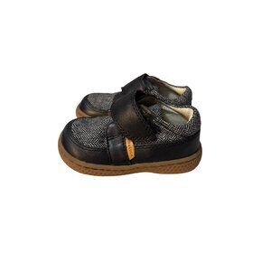 Livie & Luca Kids Black & Gray Herringbone Leather Upper Shoes Size 4M With Ligh